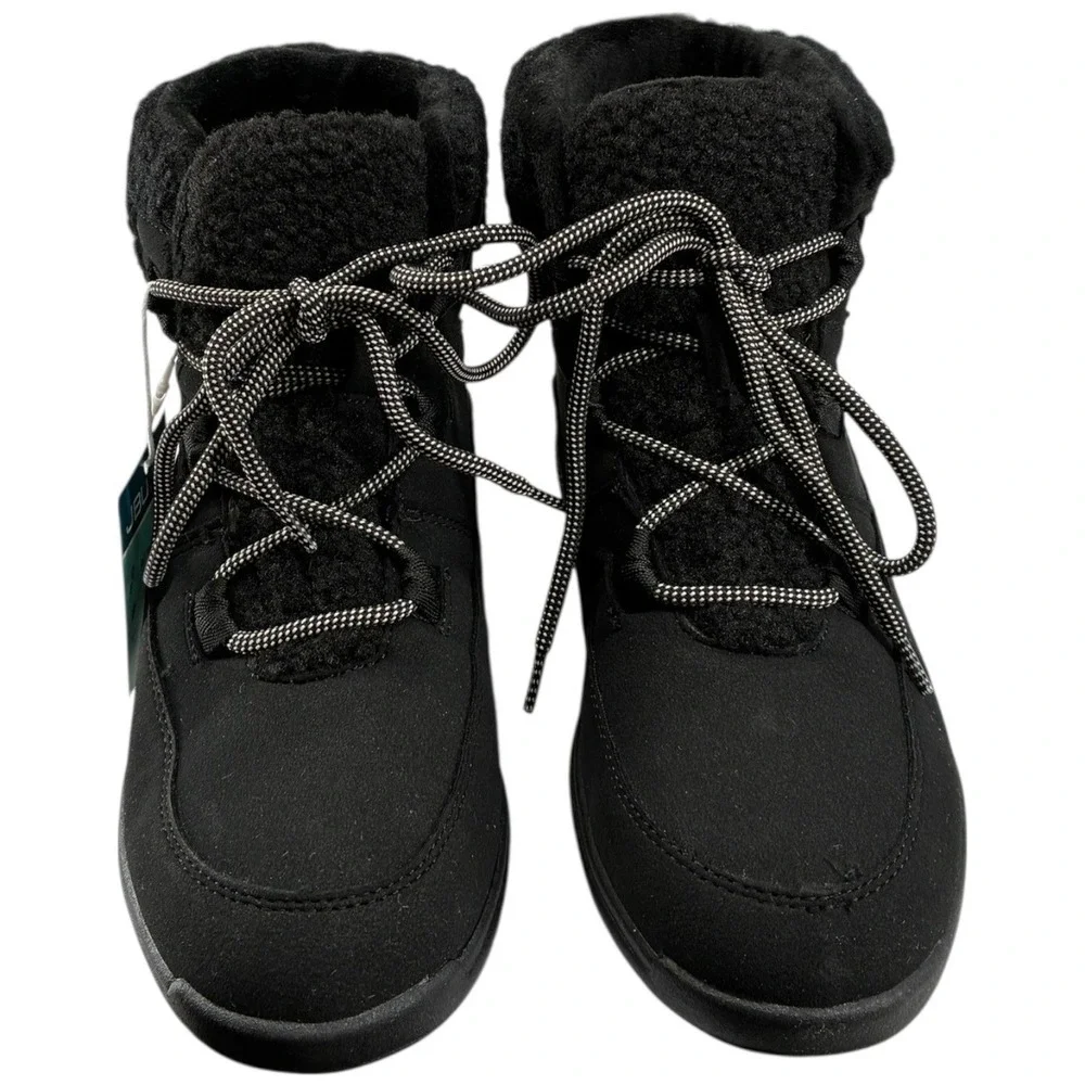 JBU Jambu Freeze Black FauxShearling LaceUp Booties Lightweight Traction 10M NIB